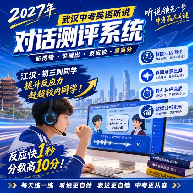 2027武汉中考英语听说考试题型是什么江汉&middot;初三周同学（提升反应力，赶超校内同学）