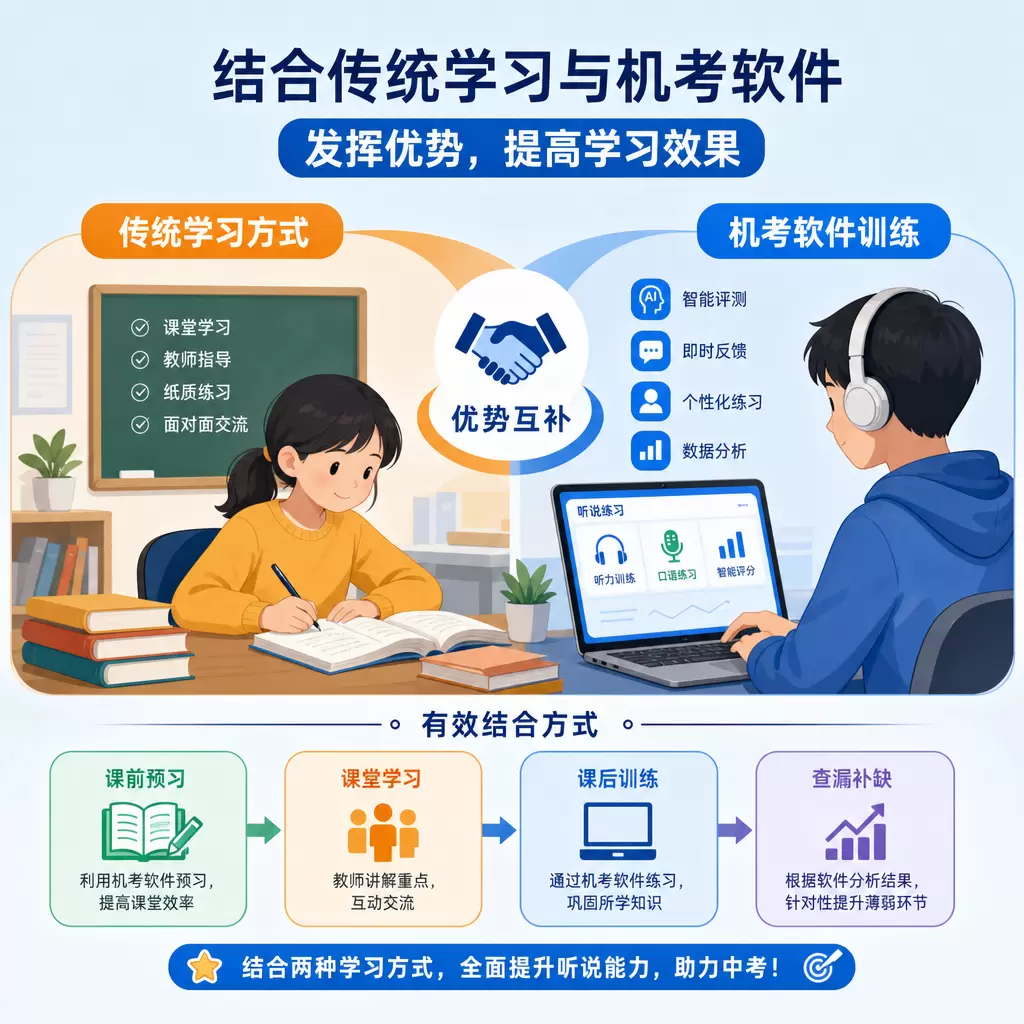武汉中考英语听说机考训练软件与传统学习方式的比较