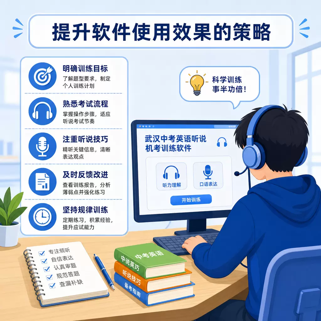 武汉中考英语听说机考训练软件的使用技巧与注意事项