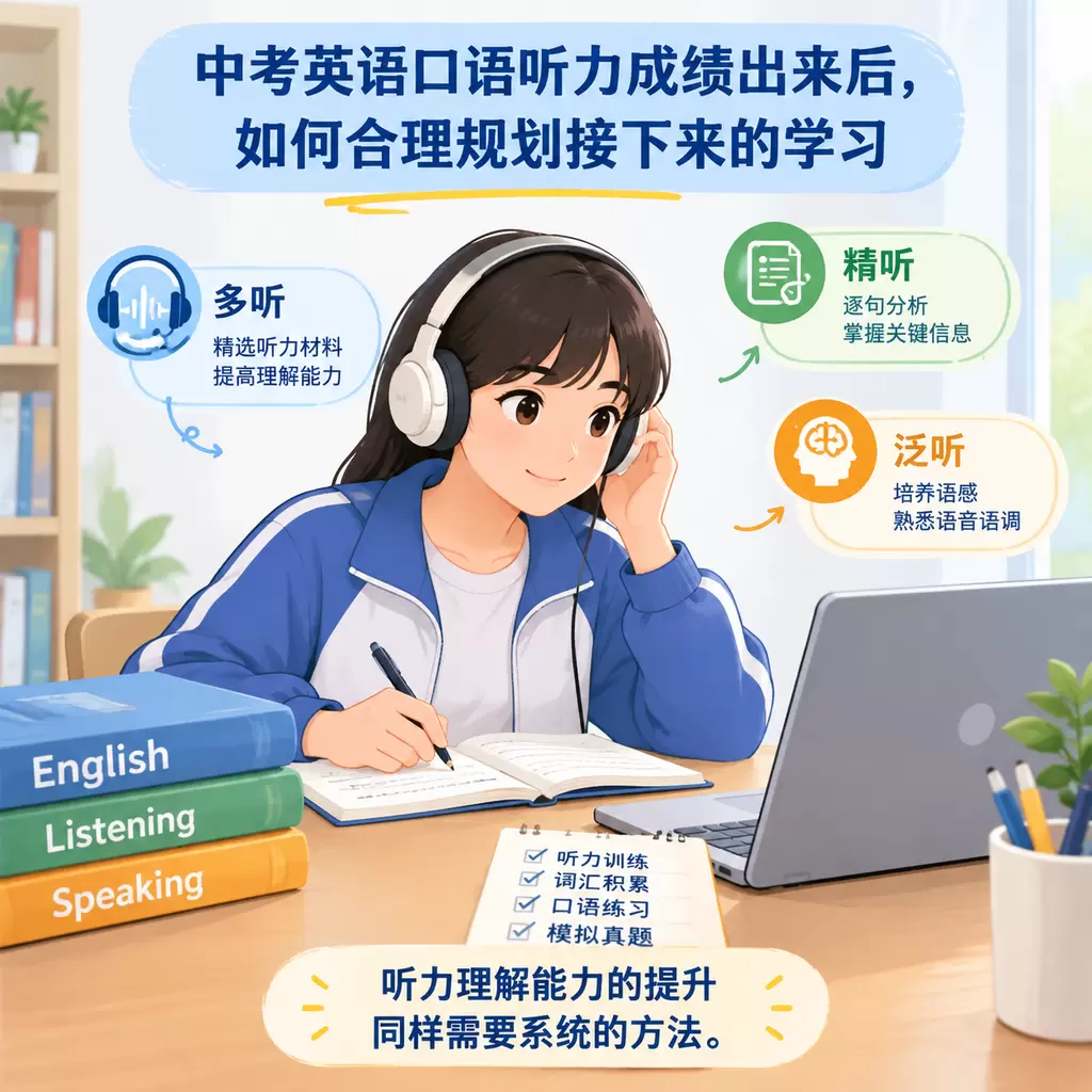 中考英语口语听力成绩出来后,如何合理规划接下来的学习