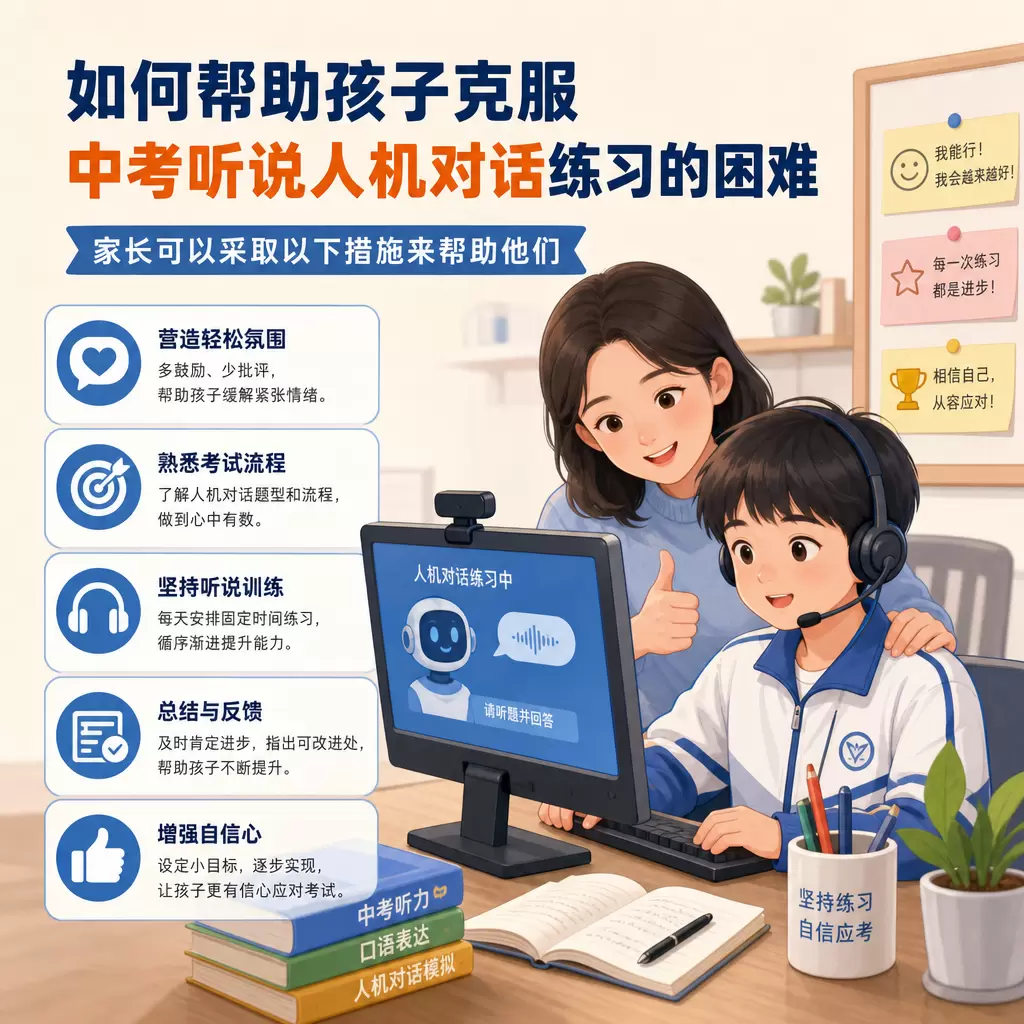 如何在秭归帮助孩子克服中考听说人机对话练习的困难