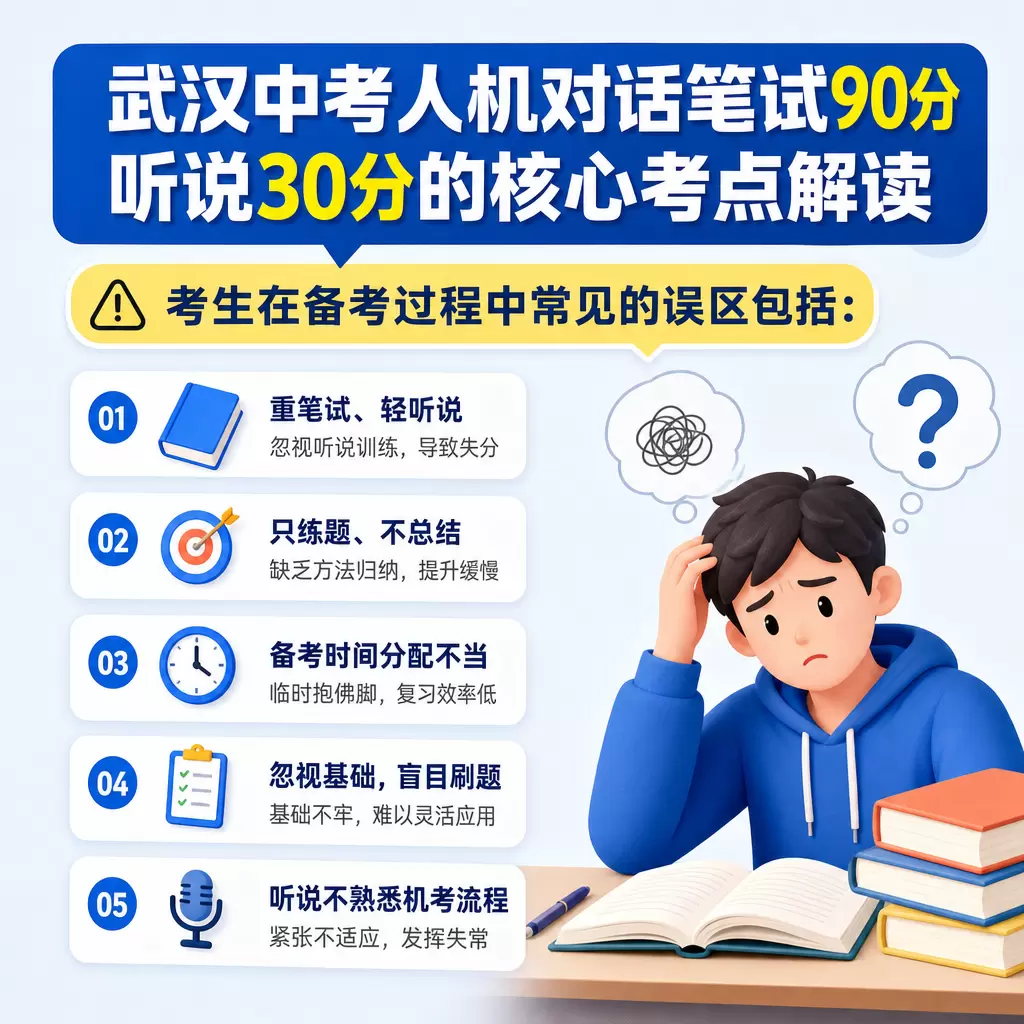 武汉中考人机对话笔试90分听说30分的核心考点解读